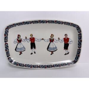 Vintage Figgjo Norway Hardanger Dancers Serving Tray Platter Scandinavian